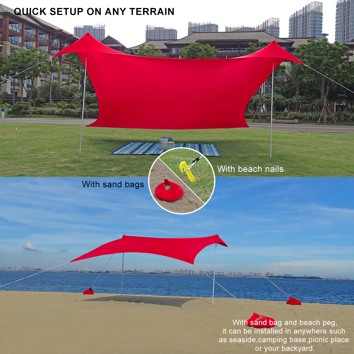 Beach Tent Set Beach Sun Shelter - Hide Walker